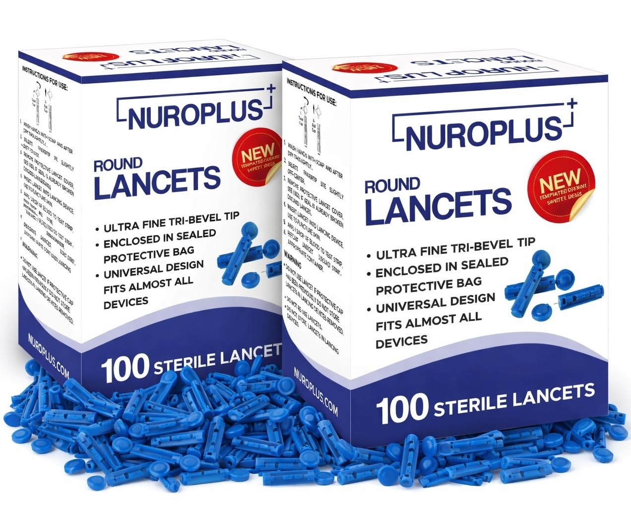 Premium Glucometer Round Blood Lancet 200 Pcs Universal Fit for Glucometer Lancing Devices Blue Colour (100 x 2 Box)-image-17