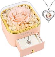 Vista 12 de Beferr Regalos de cumpleaños para mujeres, rosa real preservada con collar, rosas moradas eternas, flores para la entrega, aniversario, día