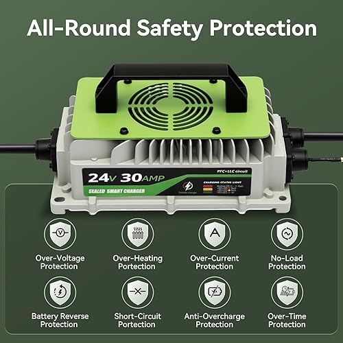 Miniatura 5 de Cargador de batería de litio de 24 V, cargador de 30 A, cargador de batería de 24 voltios para carretilla elevadora, RV, barco, motor de arrastre,