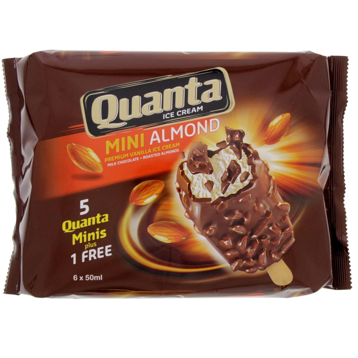 Quanta Mini Ice Cream Stick Almond 50 ml, Pack of 6, UAE