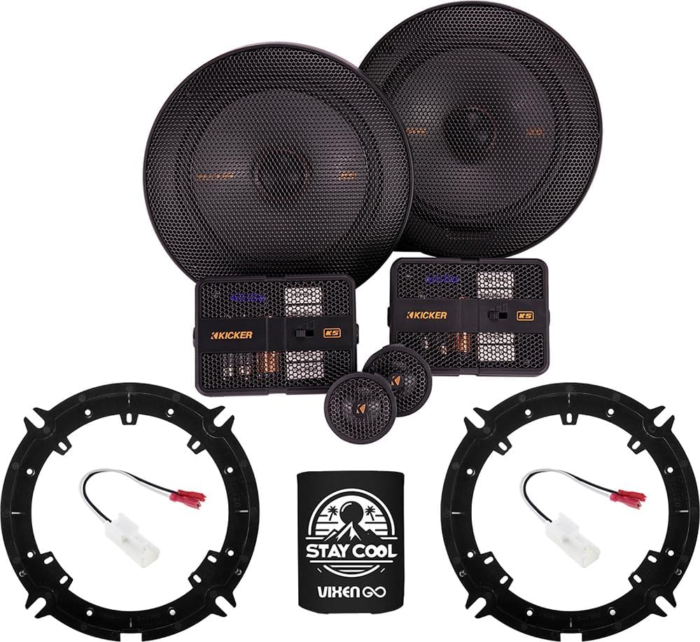 KICKER Speakers 6.75 inch for Kia Sedona 2015-2021 Upgrade Kit - Pair of KS Series with Adapters and Harness, Component 6 3/4 Car Audio Front Door Speaker KSS6704, 51KSS6704