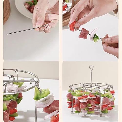 Miniatura 3 de Brochetas de parrilla de acero inoxidable, brochetas de parrilla colgantes. Para uso en freidoras, hornos o ahumadores 3.74 pulgadas de largo 24