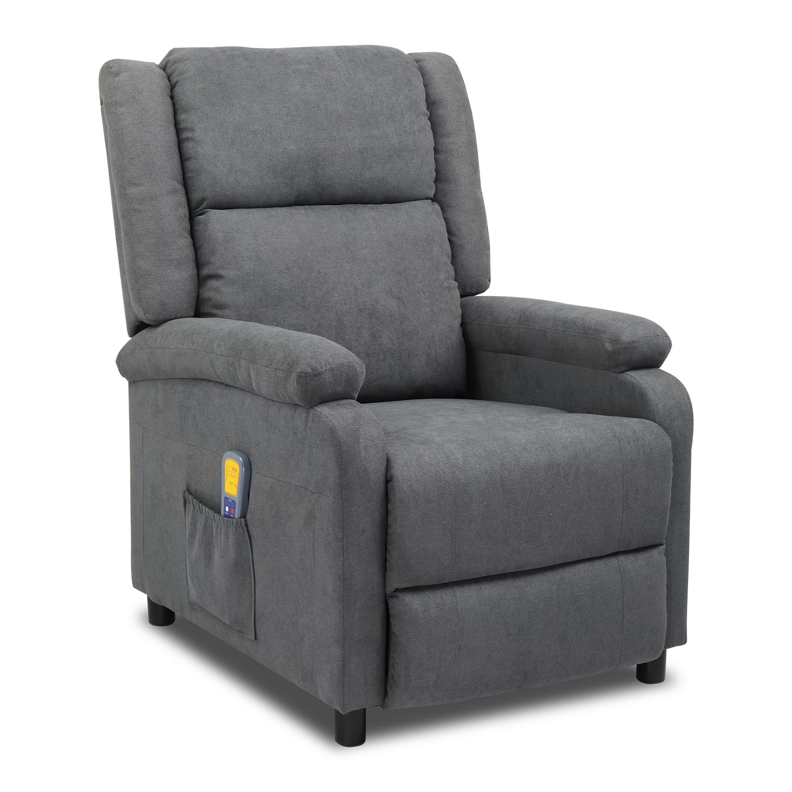 Fauteuil avec Massage électrique et Chauffage,L'inclinaison du Dossier n'est Pas Télécommandée,TV Chaise Fauteuil de Relaxation Salon Maison Repose (Tissu, Gris Clair-2)
