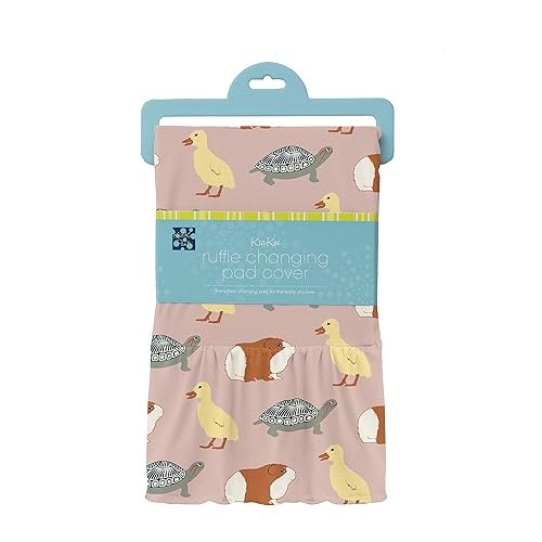 KicKee - Funda de cojín cambiante con volantes para bebé, impresión divertida, suave y transpirable de viscosa de bambú (Peach Blossom Class Pets -
