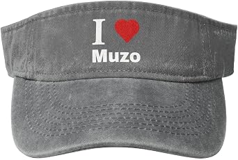 Vintage I Love Muzo Sun Visor Hats for Women Men Cotton Adjustable Sports Empty Top Golf Cap