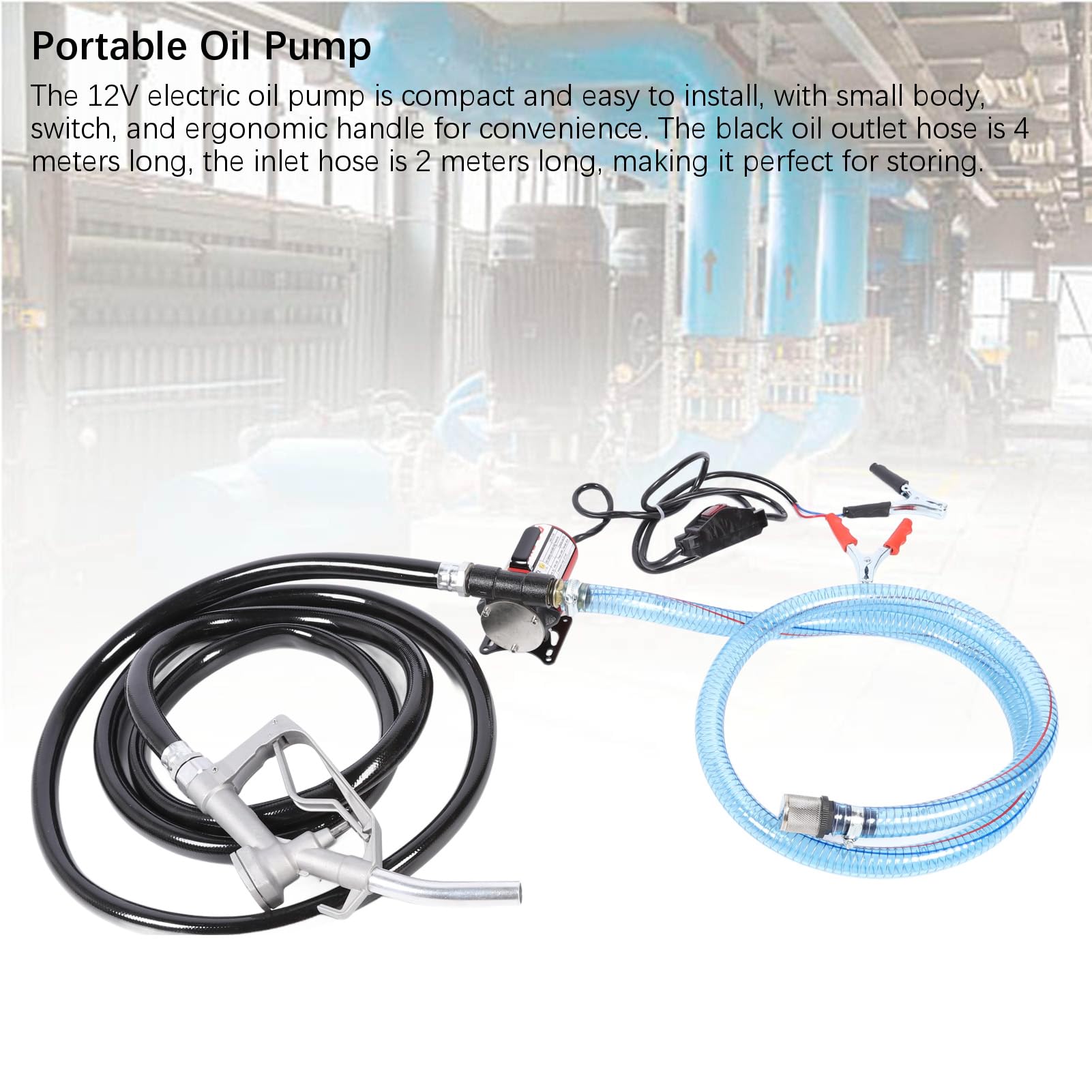 Bomba de Aceite de Auto Cebado, Bomba de Aceite Eléctrica de 12 V con Interruptor, Bomba de Transferencia de Auto Cebado, Bomba de Aceite Eficiente Compacta con Interruptor,