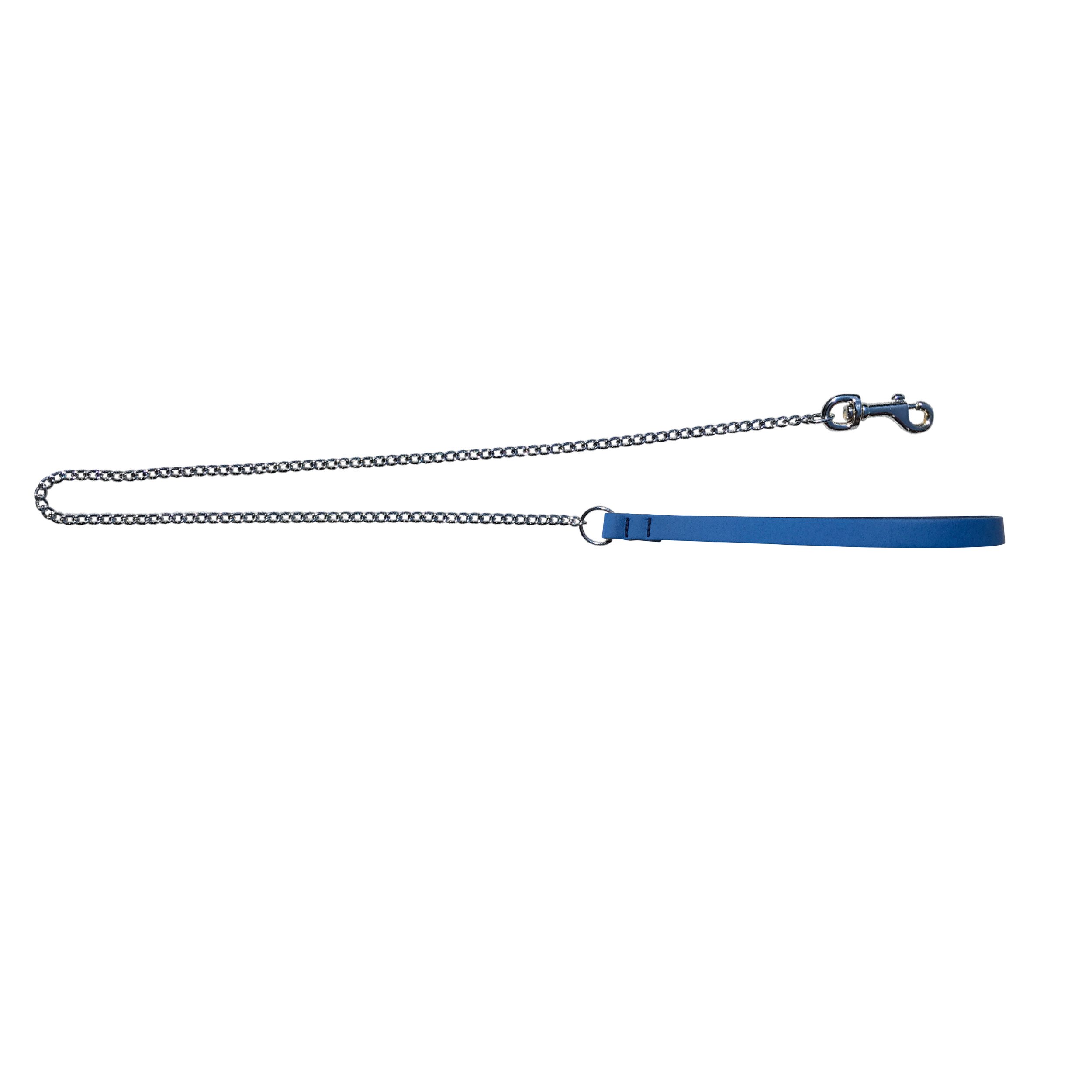 BBD Pet Products Fine Leather Chain Lead, 34 x 3/8-Inch, One Size, Royal