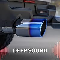 Vista 7 de Richeer Punta de escape azul quemada de 3 a 4 pulgadas, entrada de 3 pulgadas, salida de 4 pulgadas, longitud total de 9 pulgadas, punta de escape