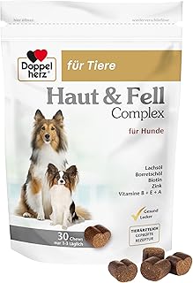 Doppelherz Haut und Fell Complex für Hunde – Mit wichtigen Omega-3 und Omega-6 Fettsäuren – 30 Chews