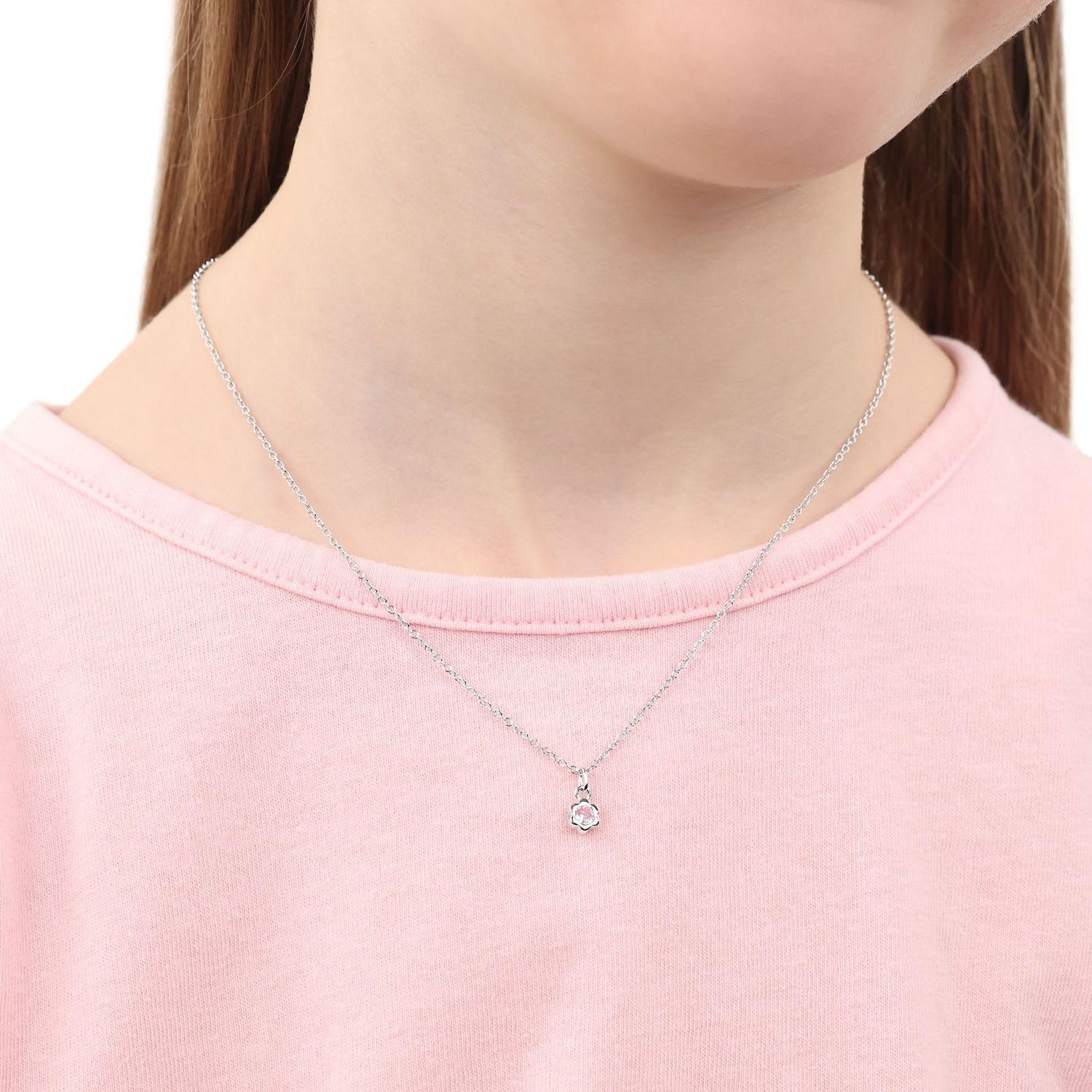 Prinzessin Lillifee Kette mit Anhänger 925 Sterling Silber Mädchen Kinder Halsschmuck, mit Zirkonia synth., 35+3 cm, Silber, Januar, Kommt in Schmuck Geschenk Box, 2038718