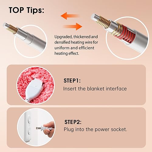 Miniatura 8 de RUJIPO Manta térmica eléctrica, manta eléctrica con forro polar Sherpa y piel sintética para cama, manta térmica de felpa con 10 niveles de