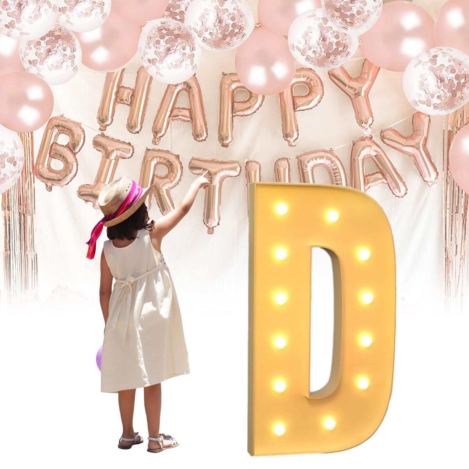 Riesige LED Light Up Buchstaben, Mosaic Marquee Light Up Zeichen, LED Buchstabenlampen For Valentinstag Geburtstag Weihnachten Neujahr (Farbe: D, Size : 100cm)