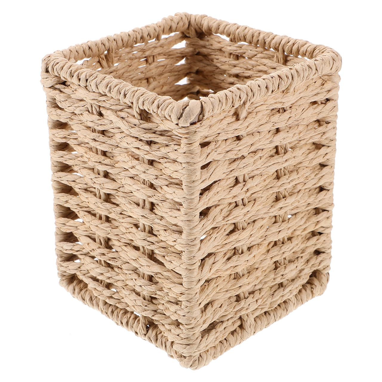 SHINEOFI Rattan Pen Cup Handmade Woven Desktop Pencil Holders Makeup Brush Container Holder for Home Office Stationery Flower Vase Table Storage Basket Decor