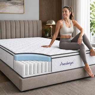 Arensberger Viktoria Matratze 100x200 cm | Taschenfederkernmatratze 25 cm mit 5 cm NANOCELL® Gelschaum | Härtegrad H2/H3/H4 | Federkernmatratze punktelastisch, Rollmatratze | Öko-Tex Zertifiziert