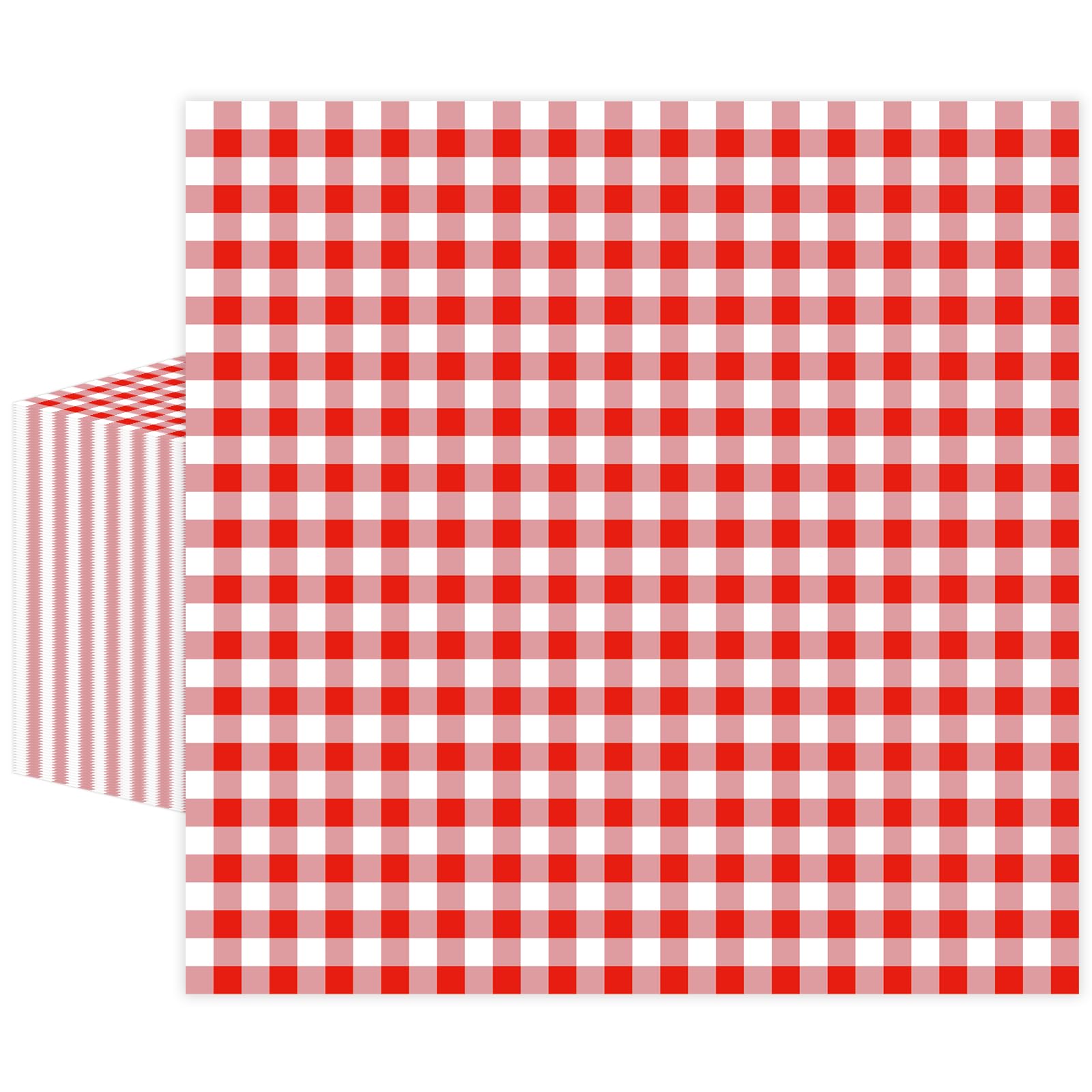 50 PCS Red Checkered Paper Napkins, Disposable Party Gingham Serviettes Luncheon Napkin Plaid Dinner Beverage Napkin for Picnic Baby & Bridal Shower Wedding Birthday Party Decorations (Red)