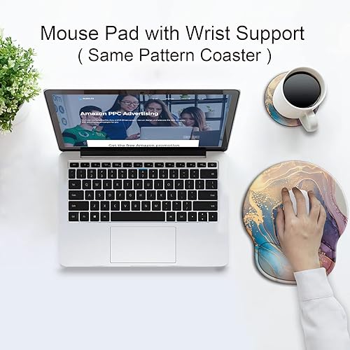 Miniatura 7 de Alfombrilla ergonómica para mouse con reposamuñecas, reposamuñecas de gel grande, con posavasos antideslizante y alivio del dolor para computadora,