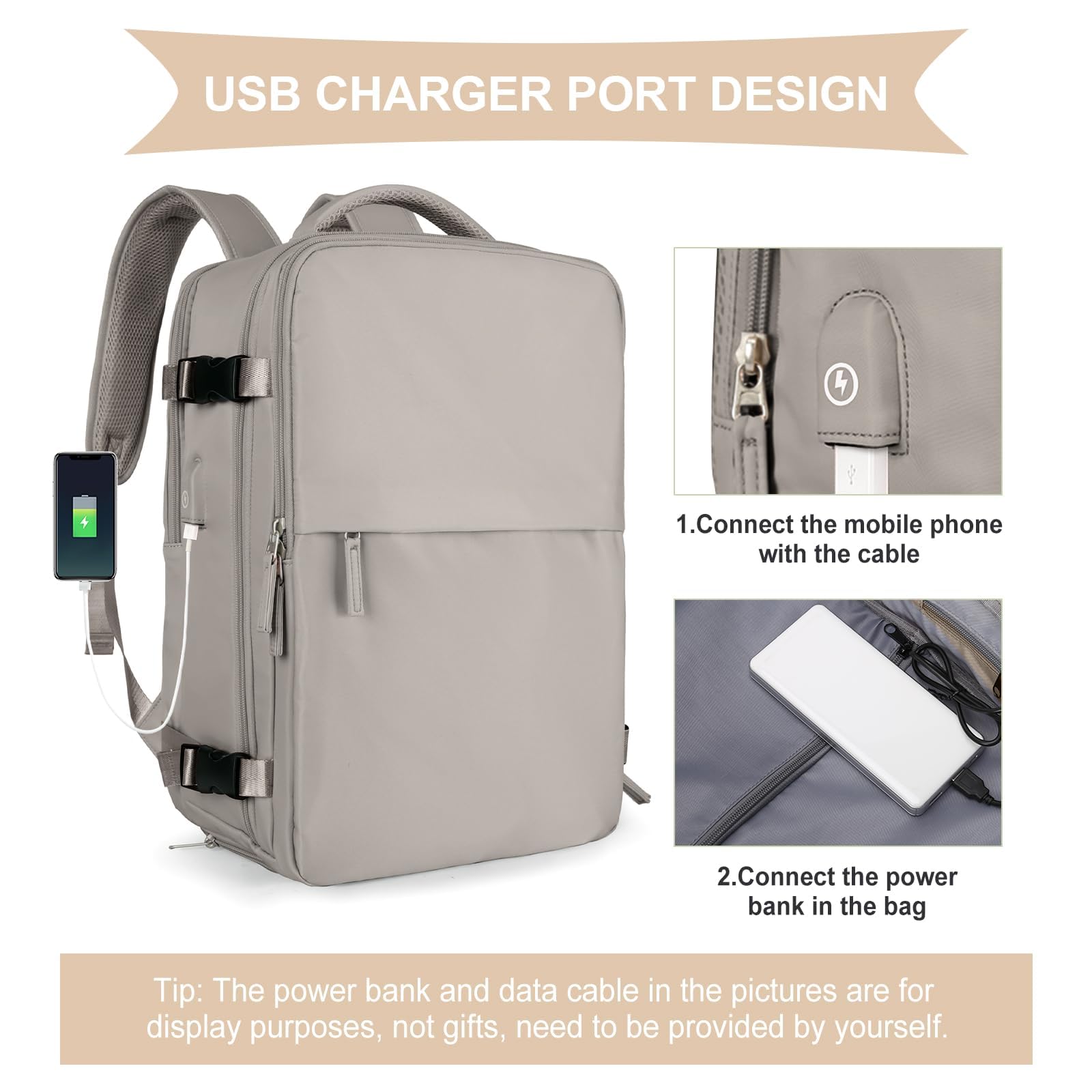 SZLX Zaino Ryanair 40x20x25 Bagaglio a Mano Borse da Cabina per Easyjet 45x36x20 Zaino da Viaggio Donna con Porta Ricarica USB, Borsa da Viaggio Impermeabile Casual Daypack Adatto a PC da 14 Pollici