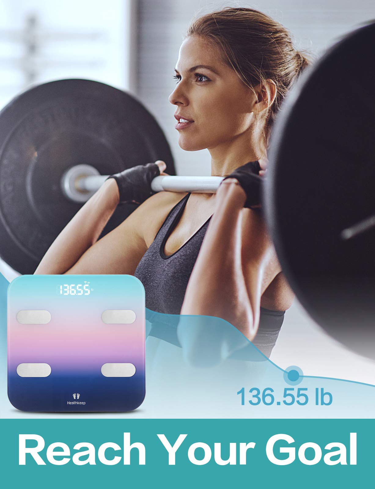 WiFi Smart Scale, Scales for Body Weight and Fat BMI Scale, Bluetooth 4
