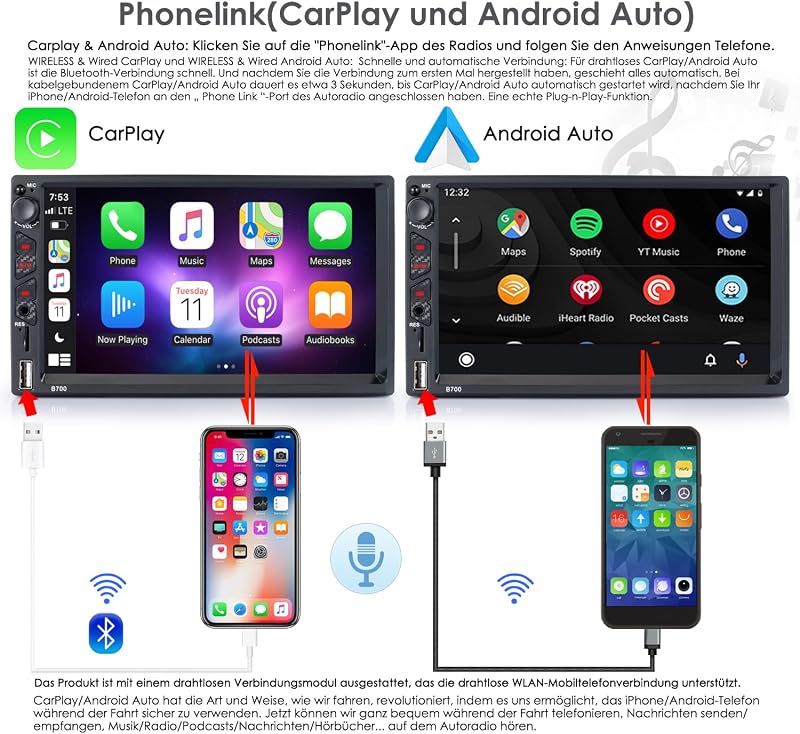 iFreGo 2DIN Autórádió 7" GPS CarPlay Android Bluetooth Kormánytávírányítás