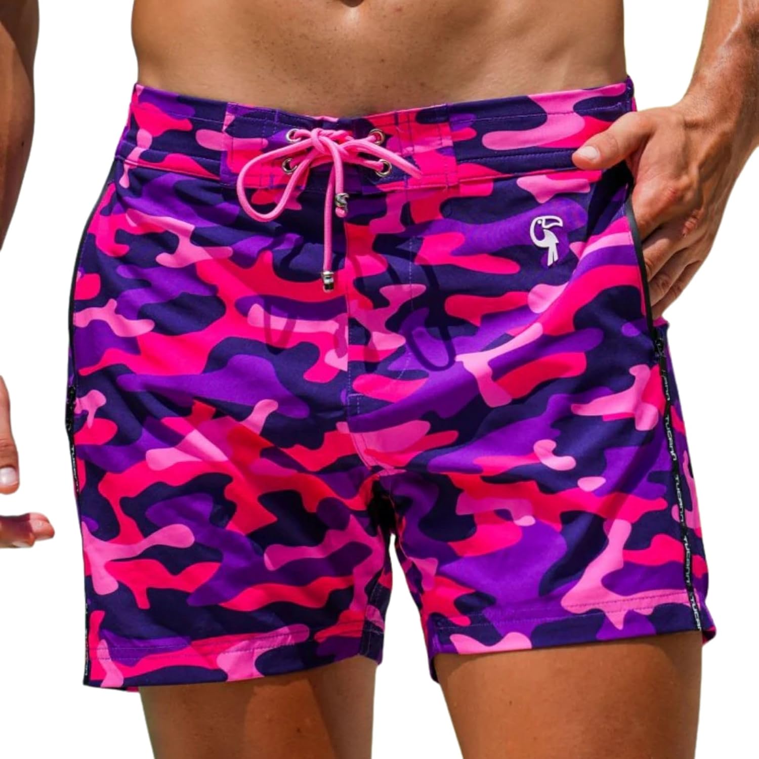 Tucann Men's Trunks 5" Compression Liner Quick Dry Zipper Pocket Chlorine Resistan 4 Way Stretch Printed Swim Shorts for Men