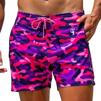 Tucann Mens Trunks 5" Compression Liner Quick Dry Zipper Pocket Chlorine Resistan 4 Way Stretch Printed Swim Shorts for Men