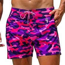 Tucann Mens Trunks 5" Compression Liner Quick Dry Zipper Pocket Chlorine Resistan 4 Way Stretch Printed Swim Shorts for Men