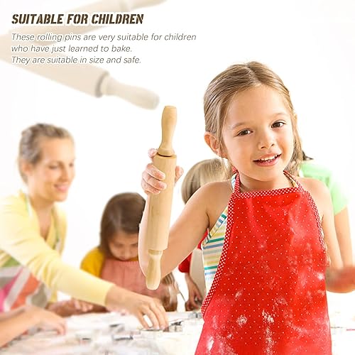 Miniatura 3 de BILLIOTEAM Paquete de 6 mini rodillos de madera de 8 pulgadas, ideal para niños, niñas y niños, pequeños rodillos de madera para arte y