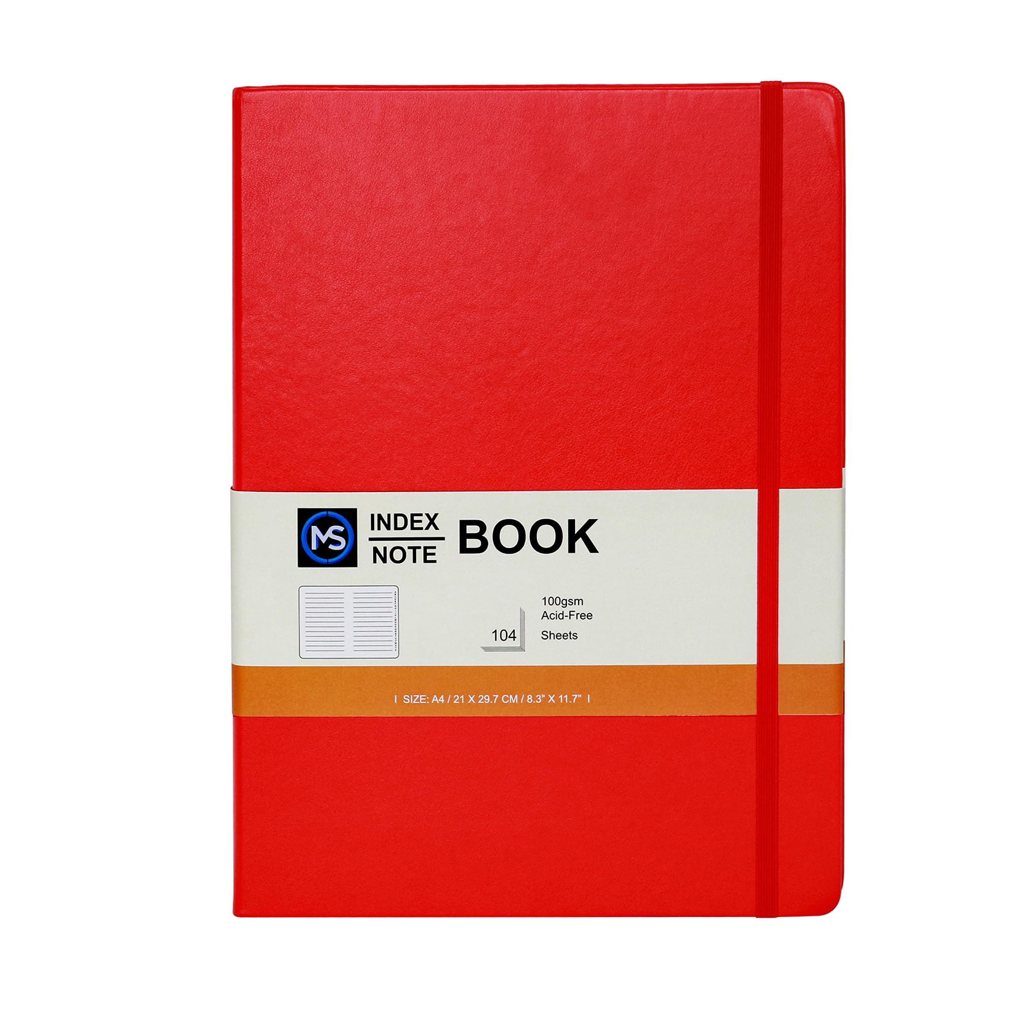 Index Notebook A4 Hardback Faux Leather Cover A-Z Tabs 8mm Ruled 208 Pages 100 GSM Acid-Free Paper โ 21 X 29.7 CM Notebook (Red Cover)