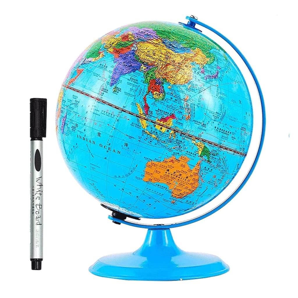 KRXSOBNV Globe, With Metal Stand Educational Geography Learning, 9.8 Inch Diameter Clear Text Marking(A)