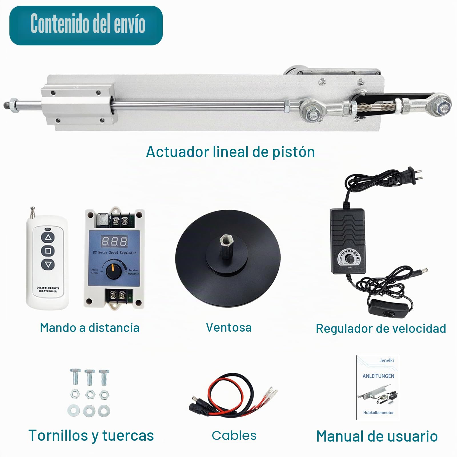 Motor de pistón lineal DIY 24 V 120 RPM Hub 30 mm-150 mm Motor telescópico ajustable con regulador de velocidad, ventosa y mando a distancia
