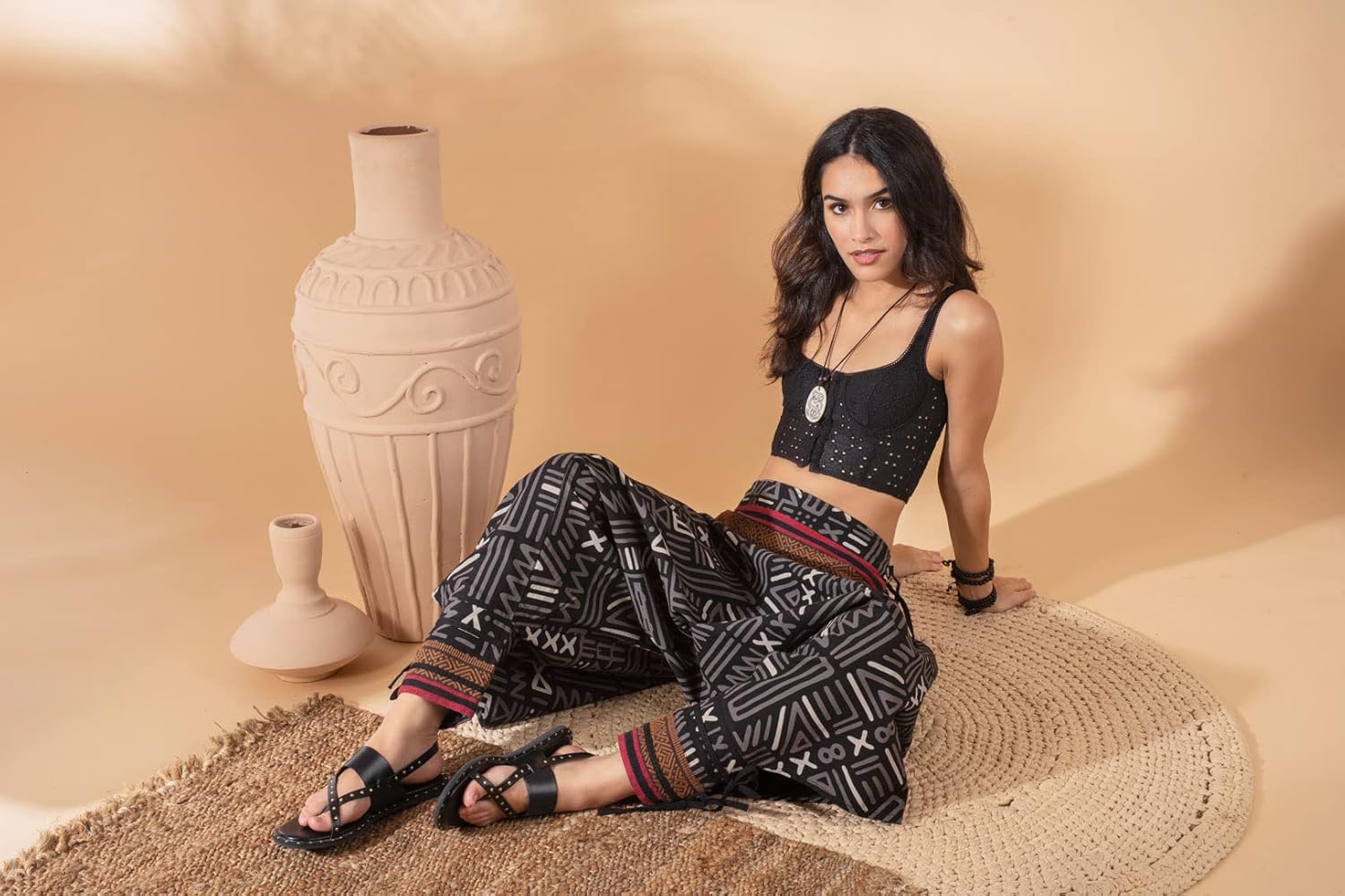 The Veshti Company Women's Printed Summer Harem Pants, Cotton Boho Hippie Casusal Oversized Palazzo Joggers for Women - Image 6