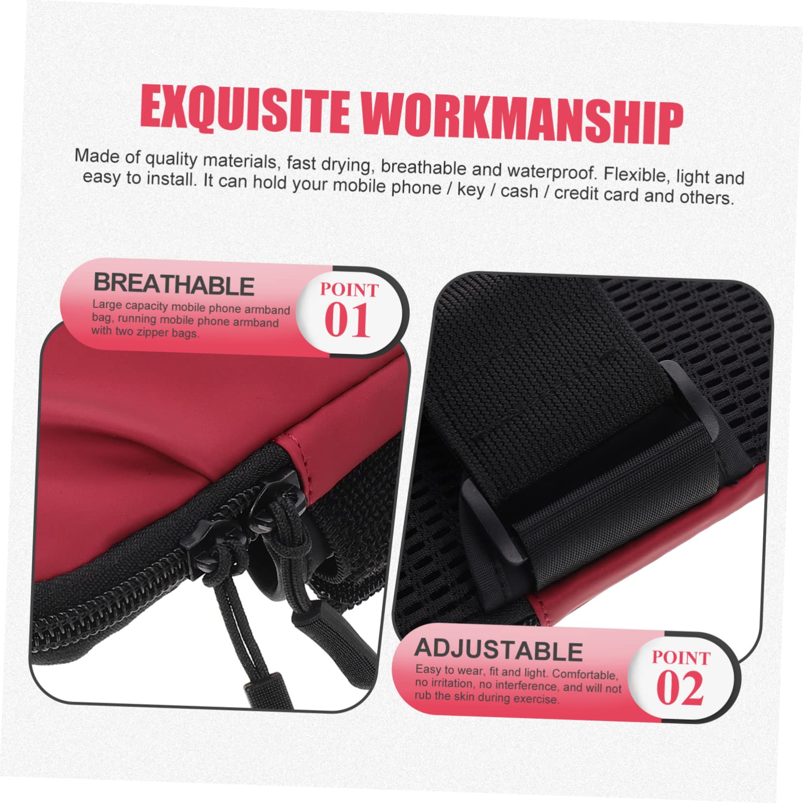 Gatuida 4pièces De Sport pour Téléphone Portable Brassard De Course Étanche avec Double Zip pour Arm Pouch pour Jogging Et Activités Extérieures
