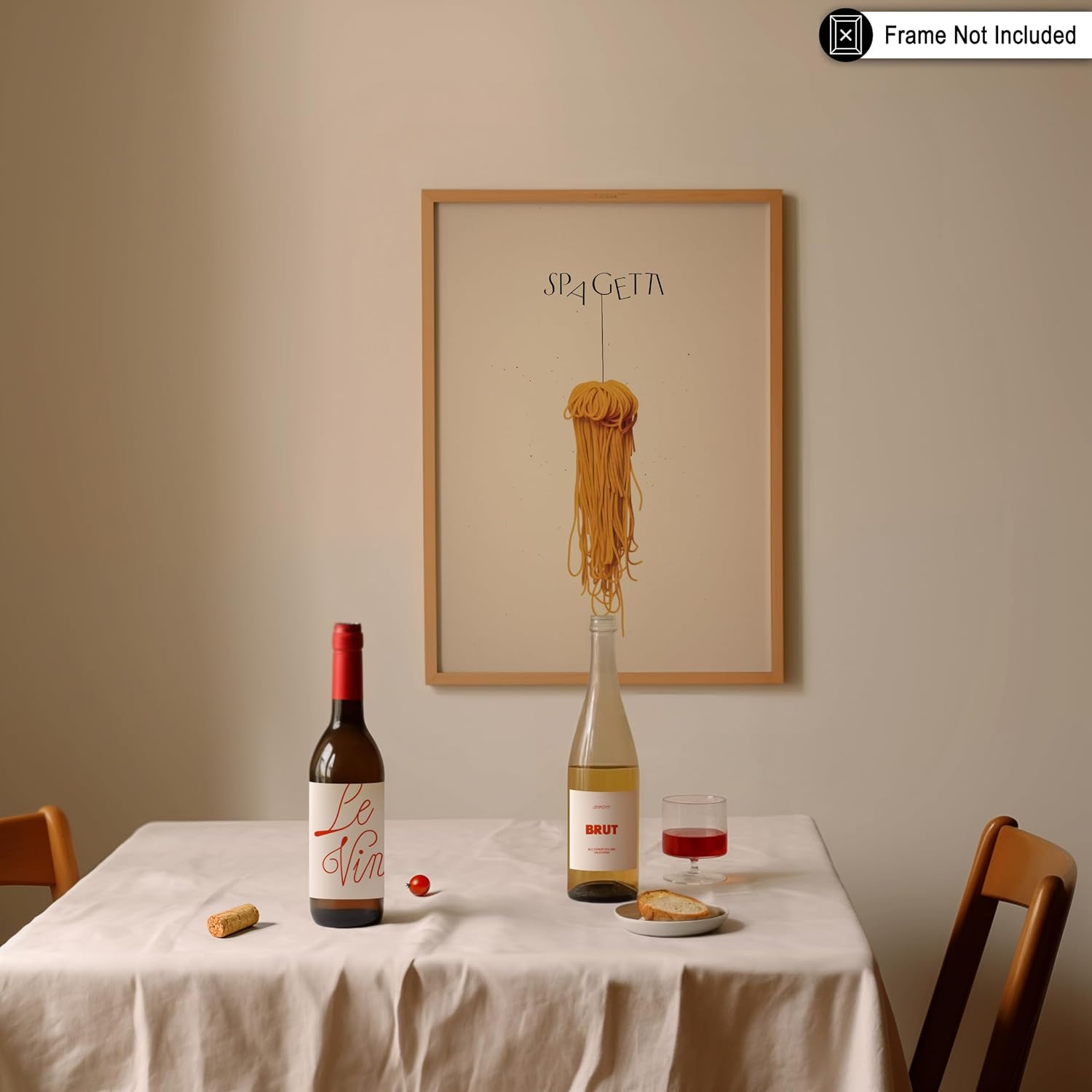 Poster Master Spaghetti Poster - Spagetti Print - Pasta Art - Food & Drink Art - Gift for Men, Women, Cook & Chef - Minimal Wall Decor for Kitchen, Dining Room or Restaurant - 8x10 UNFRAMED Wall Art