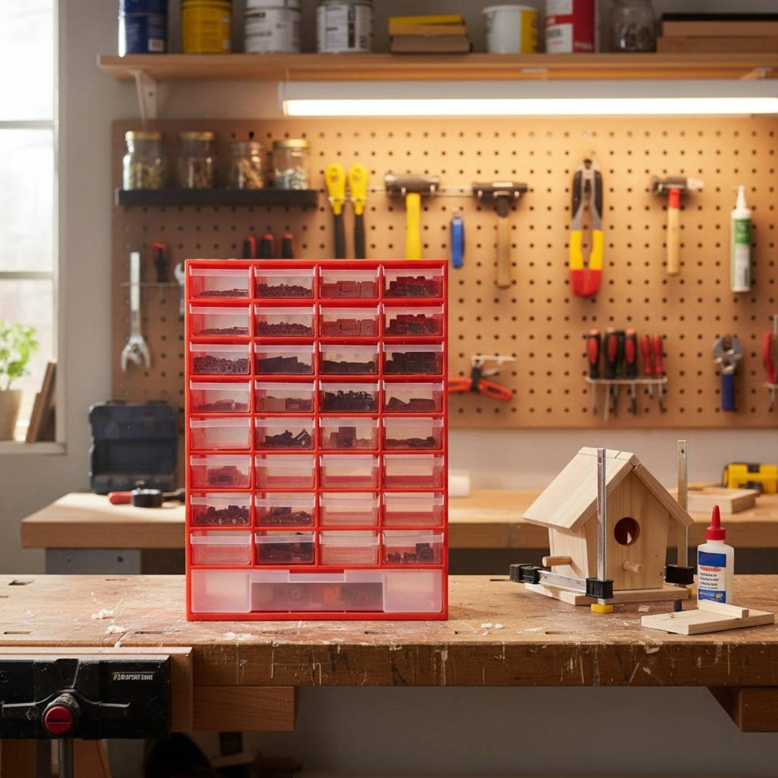 33 Pezzi Cassettiera in Plastica con Cassetti Trasparenti Metodo Espandibile Organizer per Viteria e Bulloneria Design Versatile per Professionisti