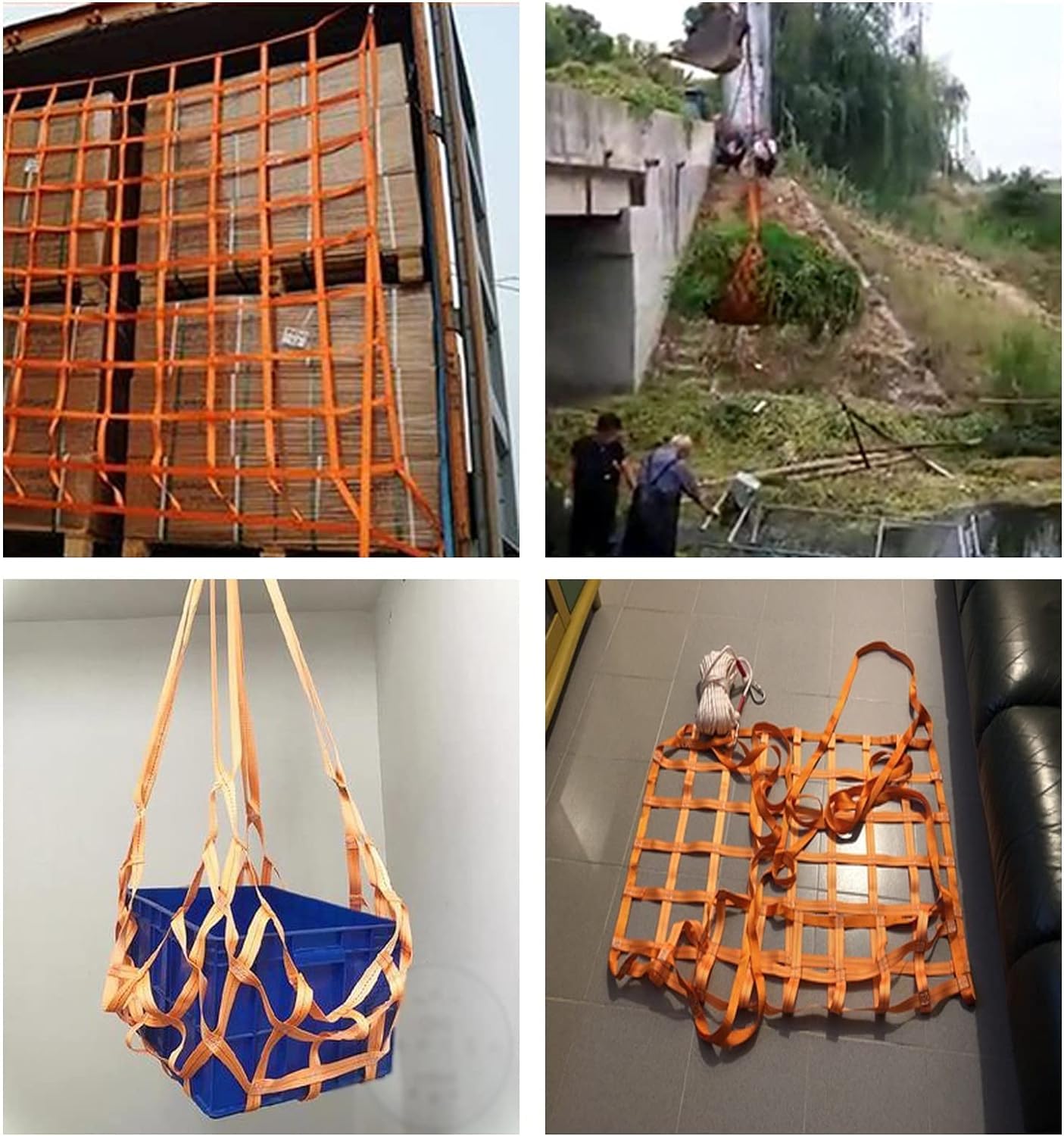 LNNW Red de elevación de eslinga de poliéster plana, red de elevación de carga, bolsa de red de elevación marina for Brick Wharf, malla resistente al desgarro utilizada para mover y tirar de aparejos