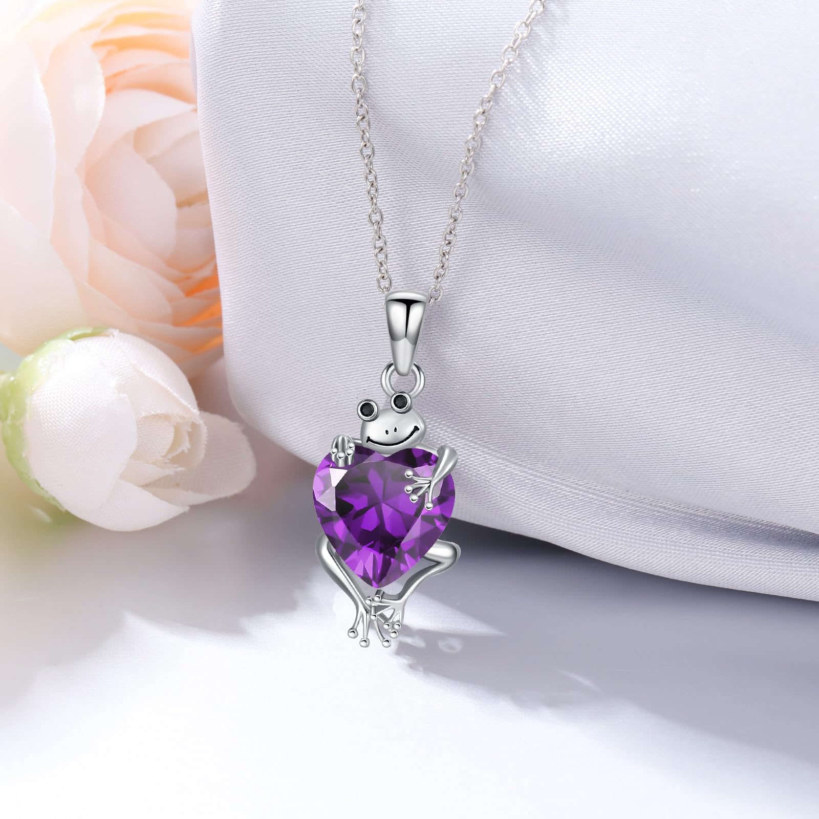 Frosch-Halskette mit synthetischem Geburtsstein Frosch-Anhänger Halskette Geschenk für Frauen