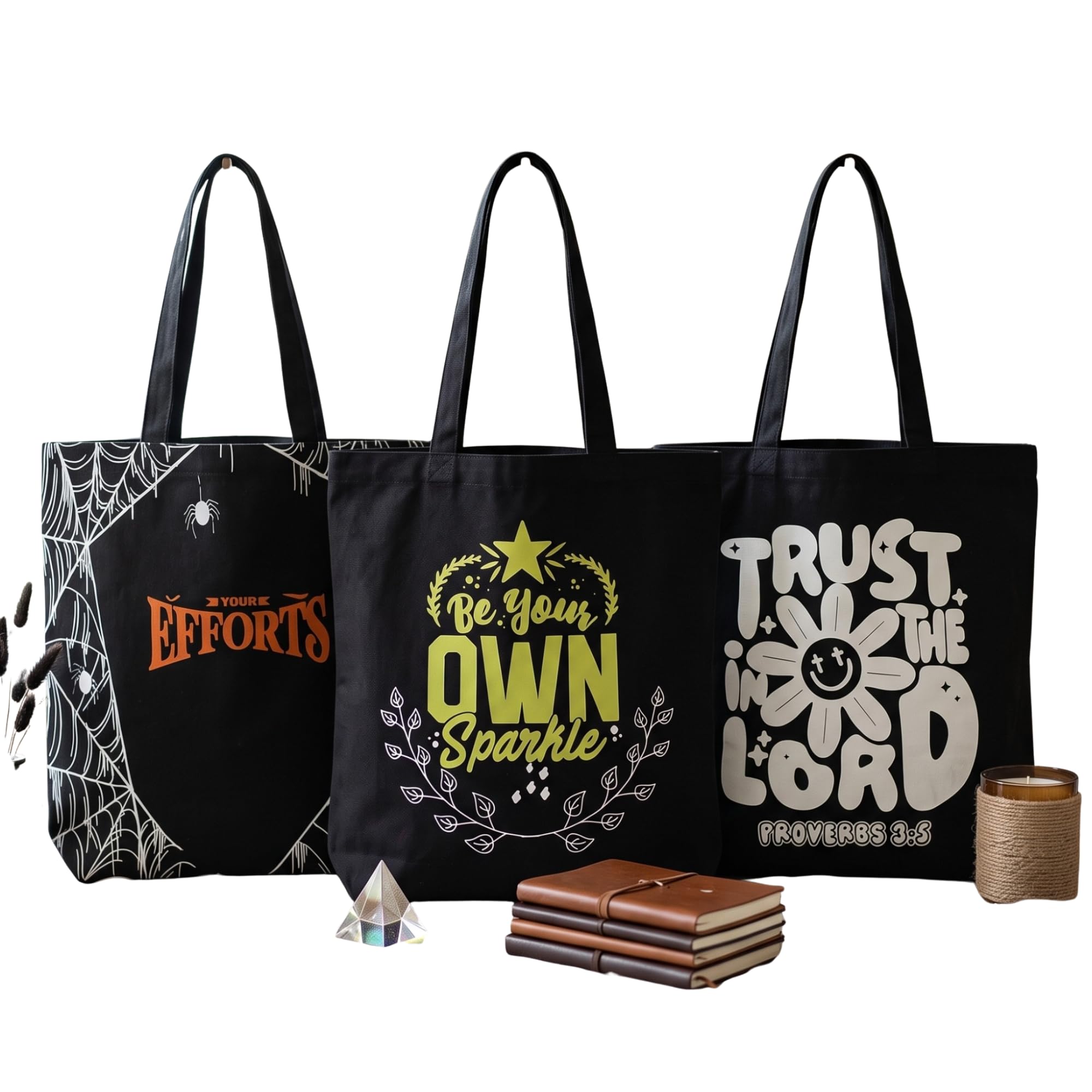 Cotton Tote Bag Combo Pack of 3 | 145 GSM Black Cotton Shopping Bags | Reusable Canvas Tote Bags for Women & Men | Eco-Friendly Grocery, Office & Travel Bags | 42 x 38 x 10 cm-image-6