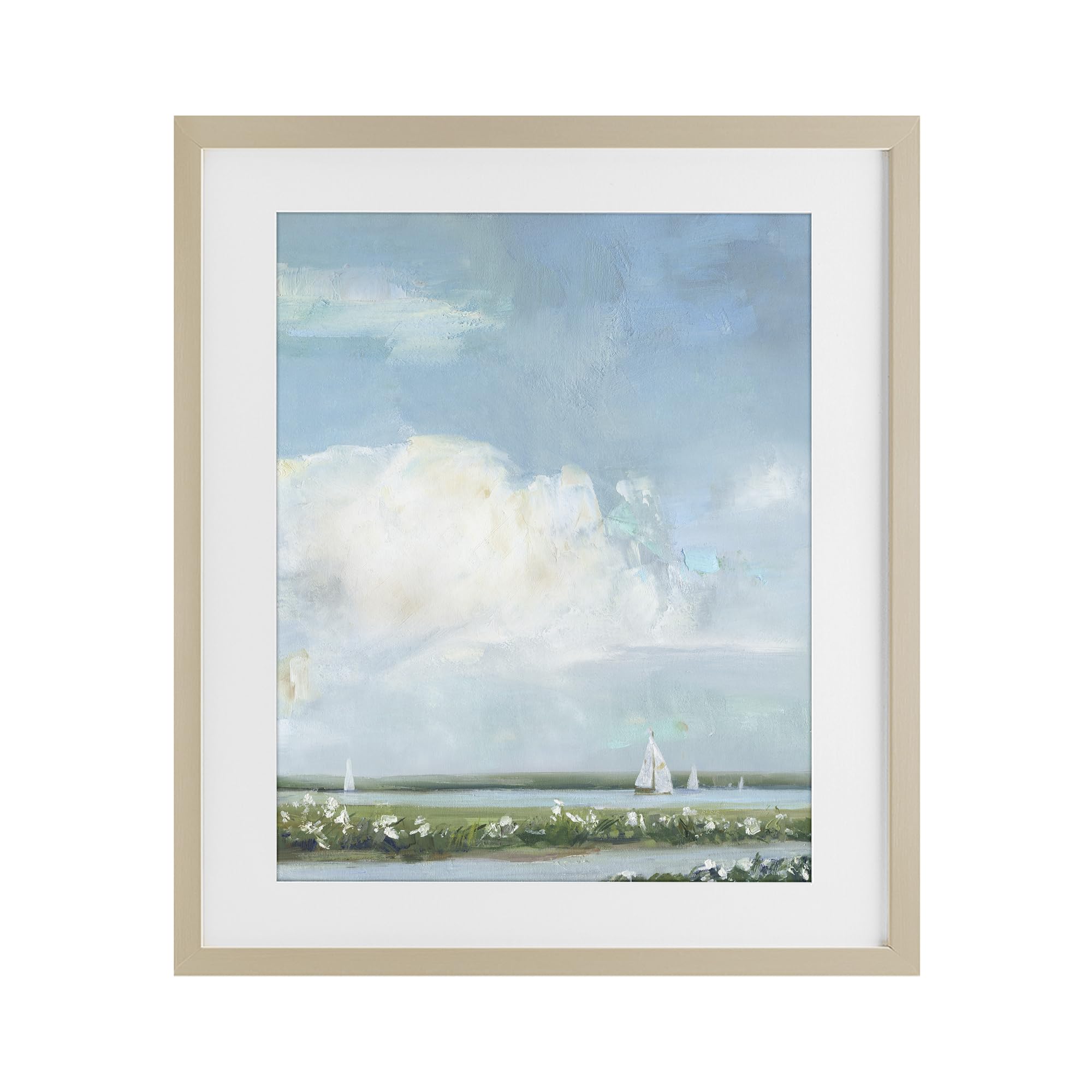 Stupell Industries Harvest Pine (Textured) 'Seaside Sailing Along Meadow'| Framed Print Under Glass