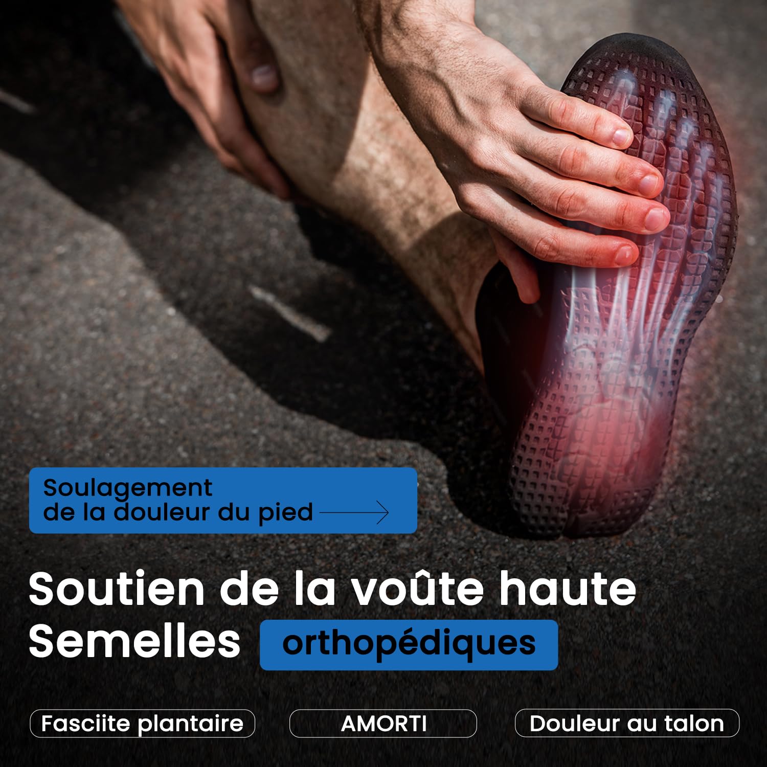 PCSsole Semelles Orthopédiques Gel High Arch Support, Semelles Confort Pour Pieds Plats, Fasciite Plantaire, Douleur aux Pieds, Pronation Excessive Pour Hommes et Femmes