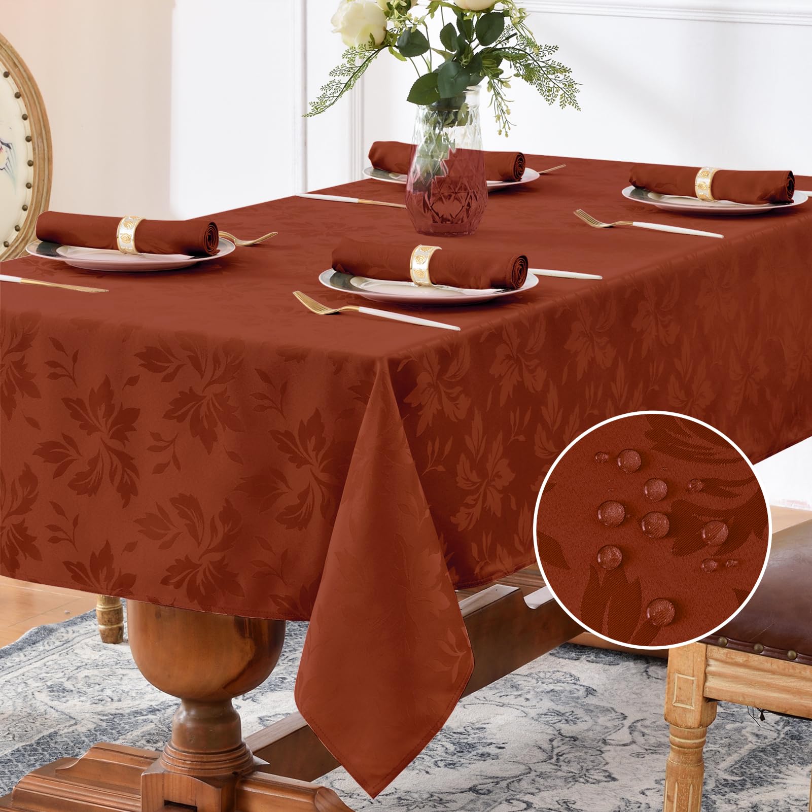 Nappe d'automne en tissu pour grand dîner de fête en famille et repas extérieur