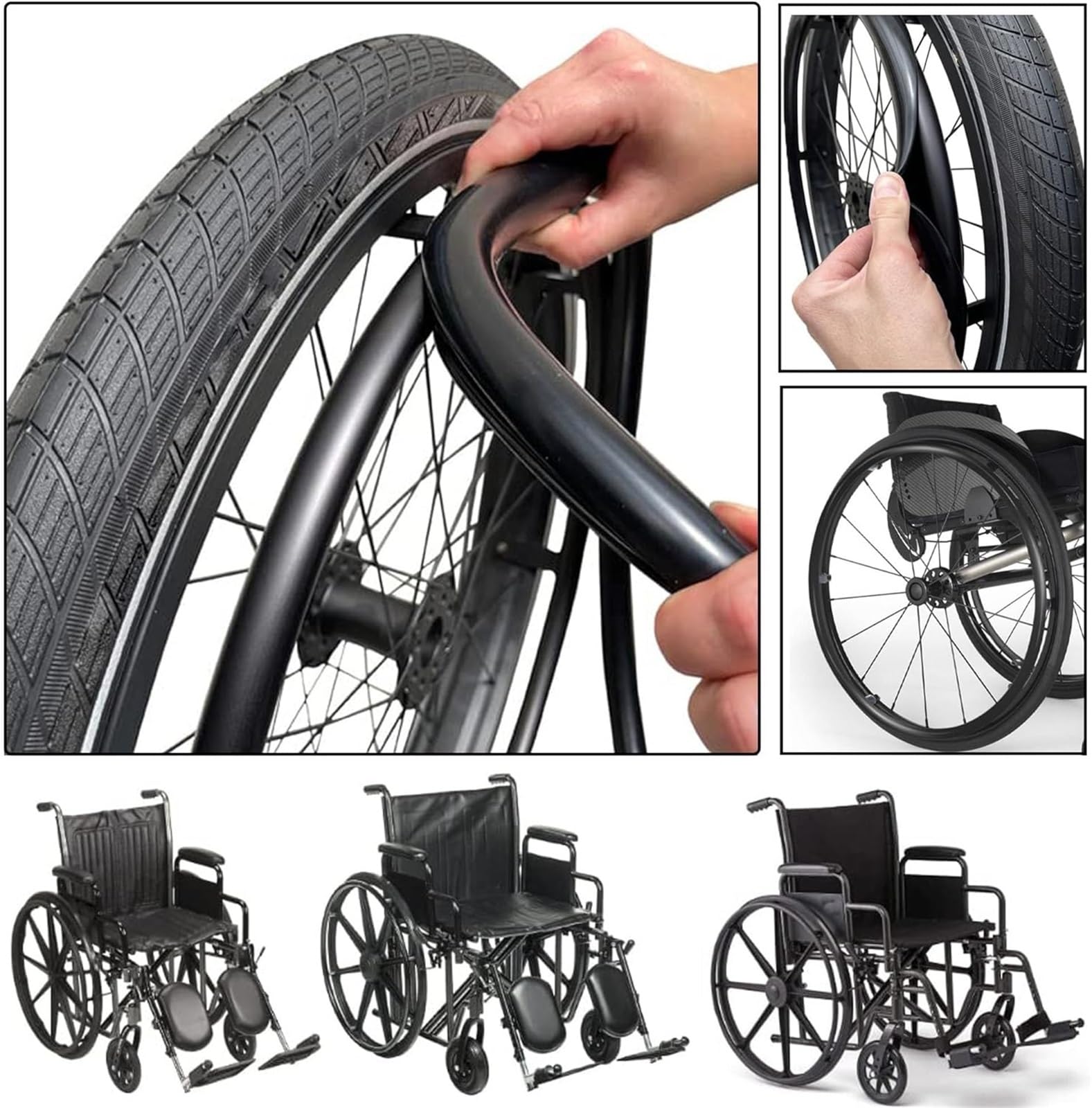 1 Paar Rollstuhlabdeckungen, 24/22/20 Zoll Silikon-Schutzhülle für den Hinterrad-Schiebring des Rollstuhls, rutschfestes, verschleißfestes Zubehör für Handschiebeabdeckungen zur Verbesserung von Griff