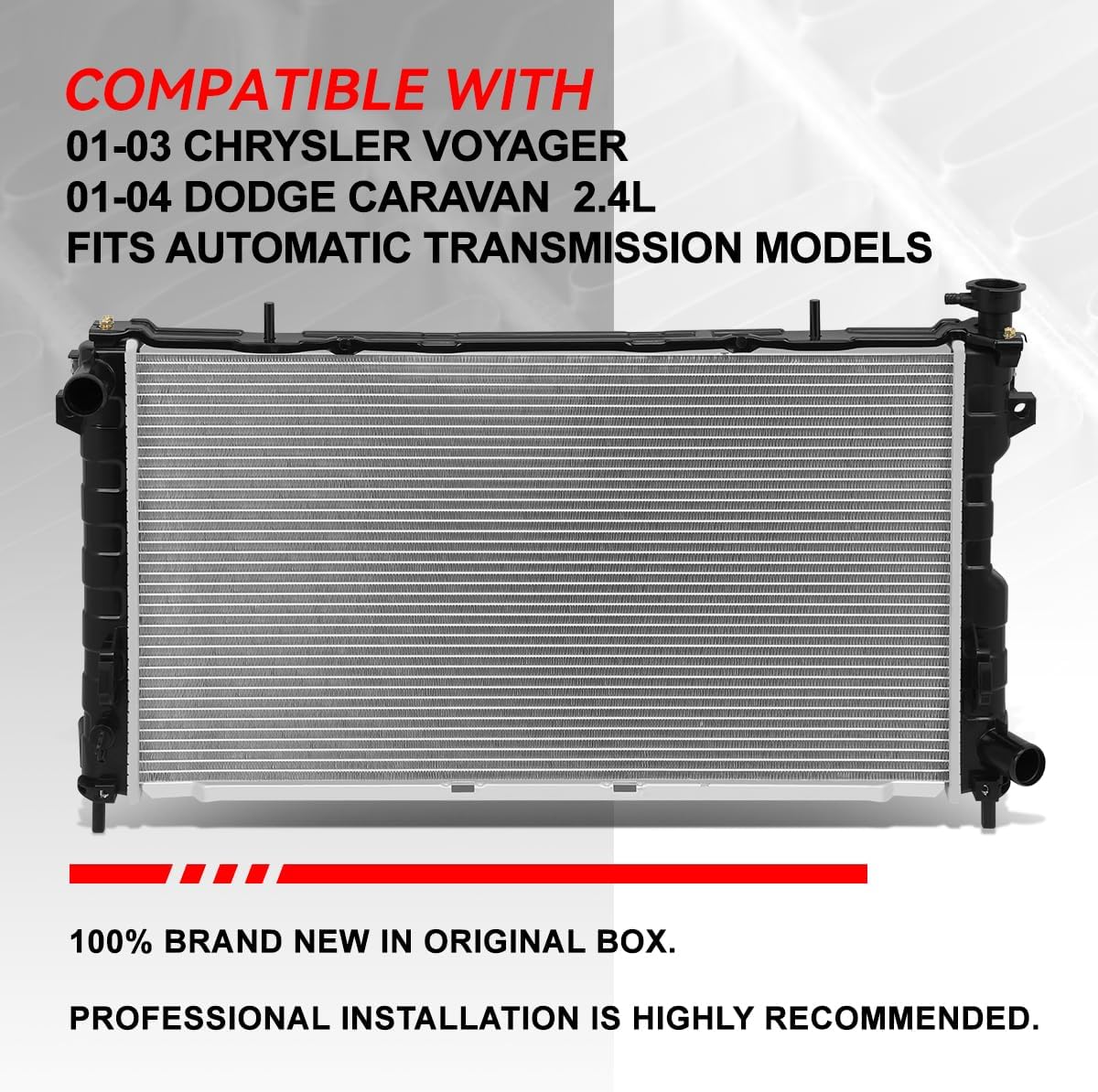 Auto Dynasty Radiator Compatible with 2001-2004 Chrysler Voyager Dodge Caravan 2.4L AT, DPI 2312 Factory Style 1-Row Cooling Radiator, Aluminum Core
