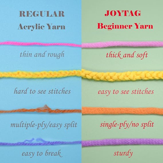 Cotton Crochet Knitting Yarn for Beginners - Easy-to-See Stitches Cotton-Nylon Blend - Crochet Kit (3x50g) - Black, Coffee, Beige