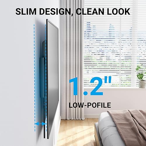 Miniatura 4 de PERLESMITH PSLLK1 Soporte fijo de pared para televisores de pantalla plana LED, LCD y OLED de 32 a 82 pulgadas, se adapta a pernos de madera de 16 a