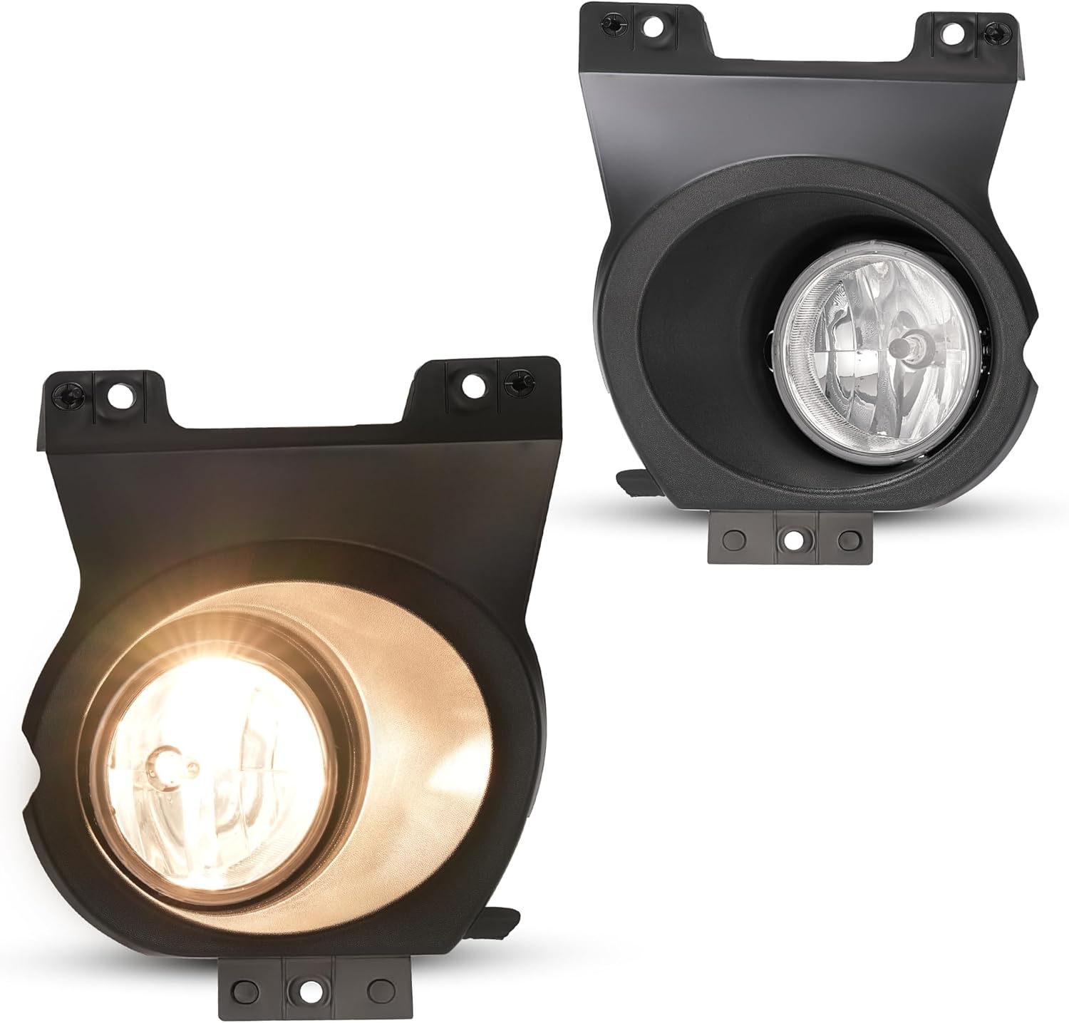 HECASA Fog Light and Bezel Compatible With 2009-2014 Ford F-150 W/Bulb Bumper Driving Lamps Black Cover Clear Lens Replacement for FO2593220 FO2592220 FO2602100 FO2603100