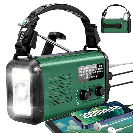 Emergency Weather Radio, 20000mAh/74000mWh Crank Radios