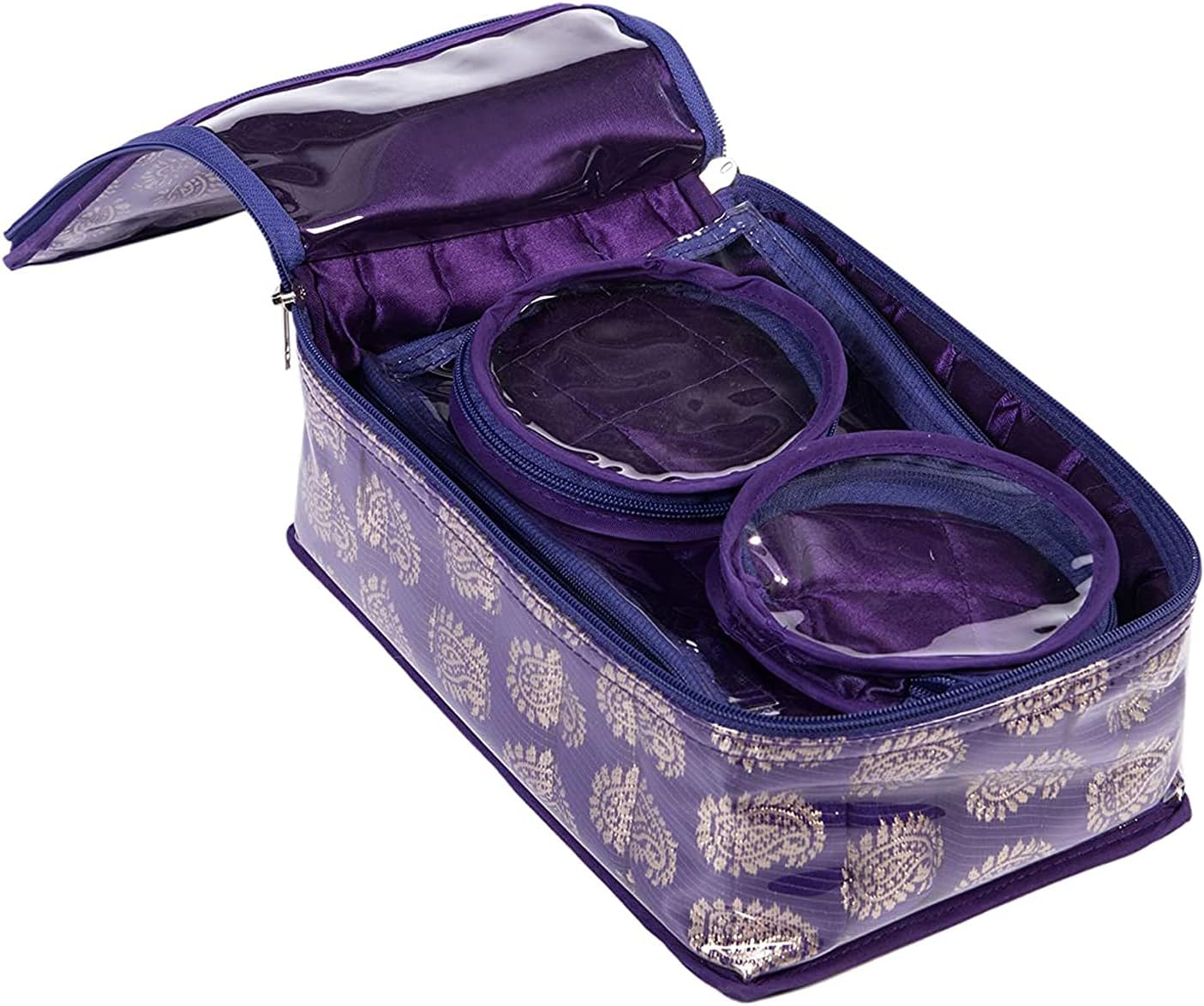 Kuber IndustriesKuber Industries Laminated Carry Design Jewellery Organizer With 9 Tranasparent Pouches & 2 Bangle/Watch Pouch(Pruple)-HS_38_KUBMART21007