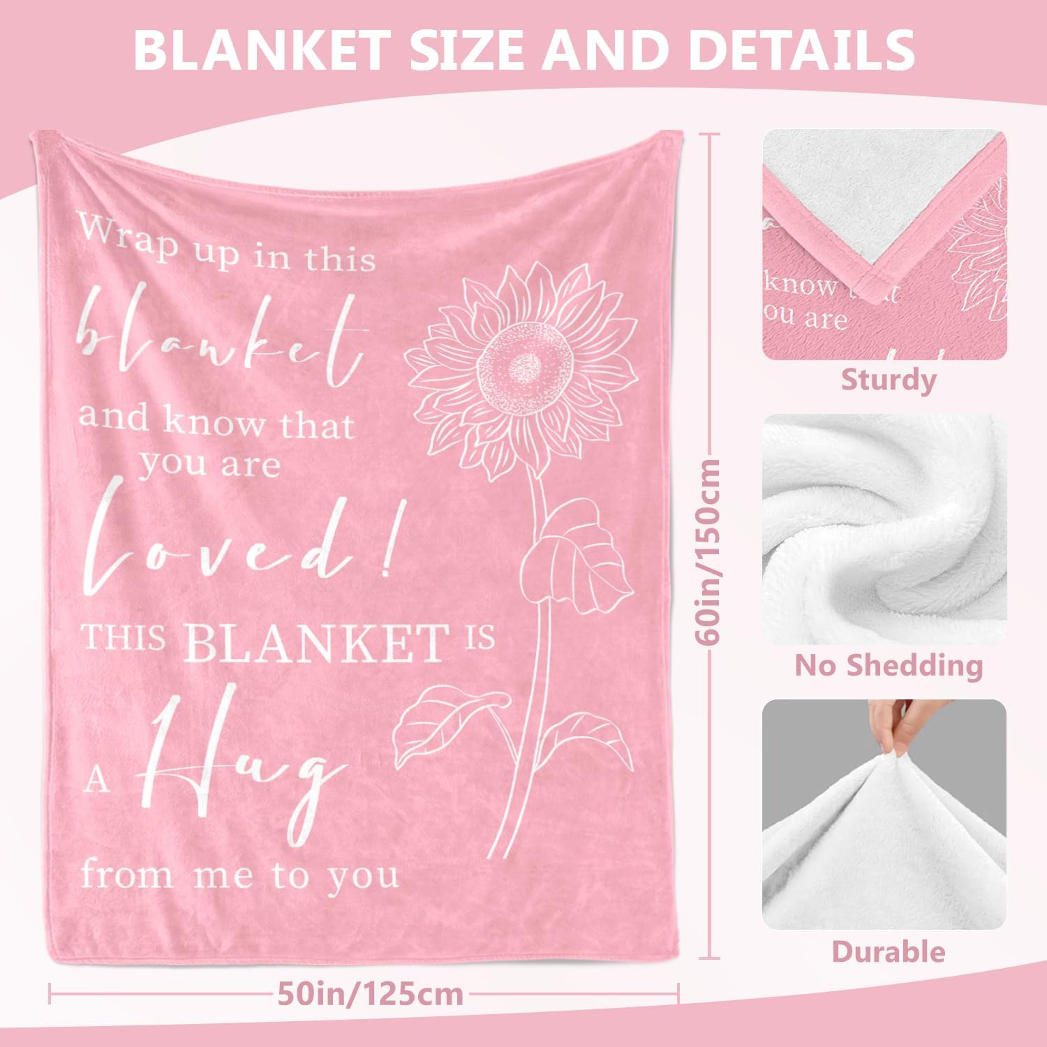Get Well Gifts for Women - Inspirational Blanket - Encouragement Breast Cancer Thinking of You Gift for Her Friends Sister - Feel Better After Surgery Gifts for Women - Breast Cancer Blanket 50"x60" - Image 7