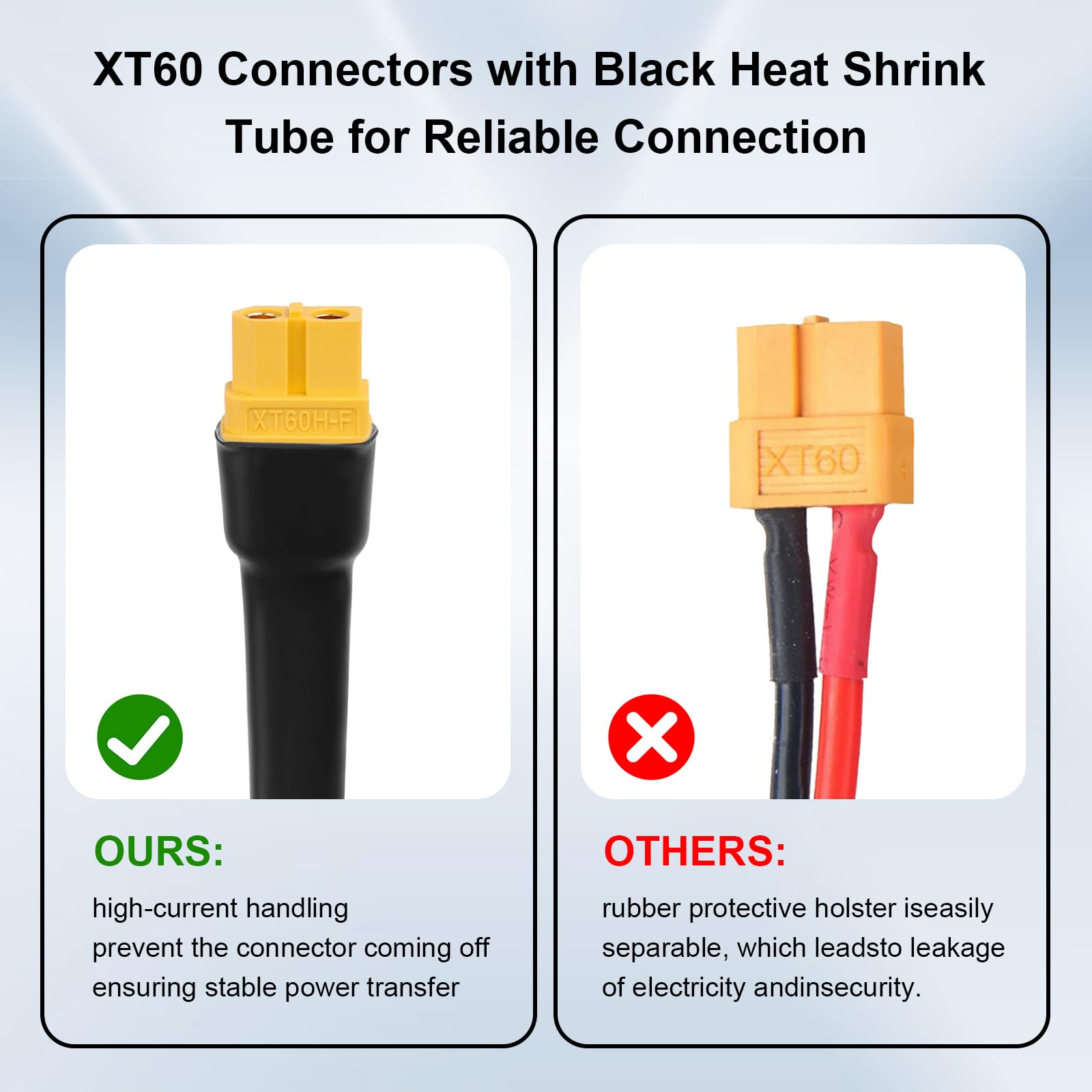 Cavo di prolunga XT60, 10 m, 10 AWG, filo di rame stagnato con connettori XT60 maschio a femmina, cavo di alimentazione resistente per modelli RC, drone e applicazioni solari