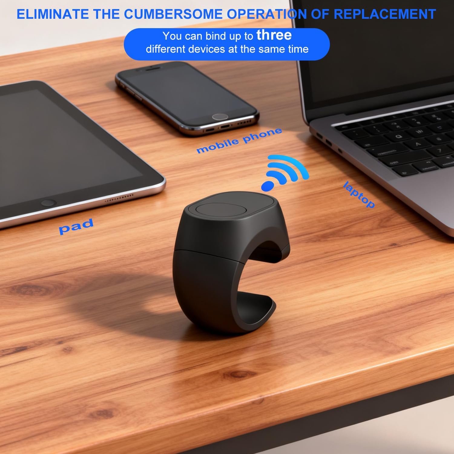 Fingertip Wireless Bluetooth Remote Control, Desiontal 2026 Upgrade Scrolling Ring for YouTube TikTok Video Landscape Portrait, Page Turner Compatible with Kindle iPhone iPad Android Phone Tablet ipad — view 5
